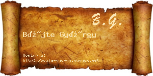 Böjte György névjegykártya